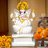 Gold White Ganpati - The Earth Store - God Statue